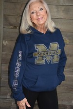 Michigan Wolverines rhinestone hooded sweatshirt hoodie S M L XL 2X 3X 4X 5X