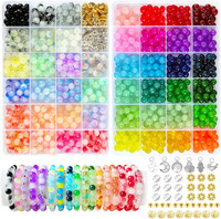 1100 StüCk 8Mm Bunte Glasperlen Zum Basteln, 46 Farben Runde Bunte Basteln Perle