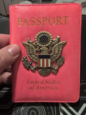 CREATIVE PASSPORT WALLET AND CASE WITH 3D METAL BADGE  (PINK)
