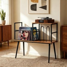 Record Player Stand W/ Vinyl Record Storage Holds Up to 200 Albums Record