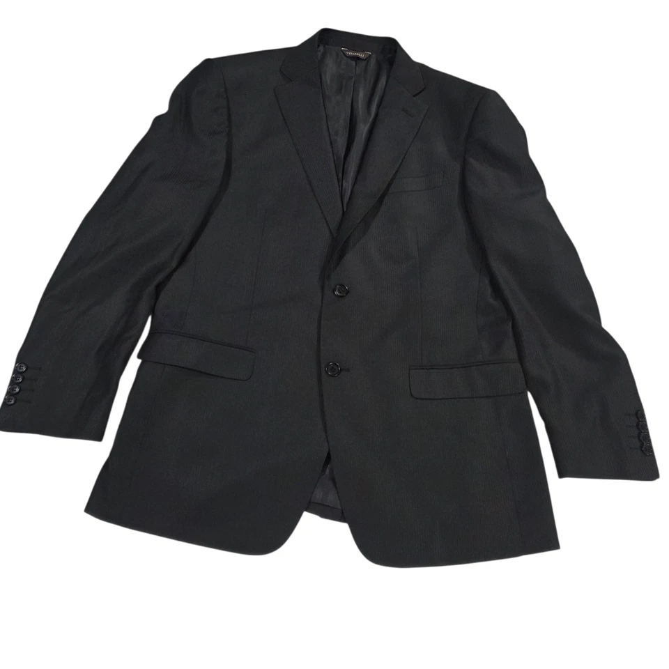 Vitarelli Italy Suit Set Mens Black S42R Solid Lined Viscose Two Front Button - Image 2 of 4