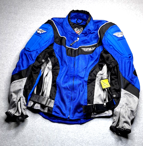 Fly Racing Jacket Mens Small Blue Air Mesh Padded Armored Motorcycle ...