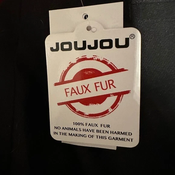 JouJou Faux Fur Burgundy Long Coat Double Breasted Warm Cozy Women's size large - Image 3 of 4