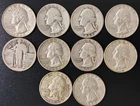 (Lot of 10) Washington Quarters 90% Silver - (1934 - 1964)  - $2.50 Face