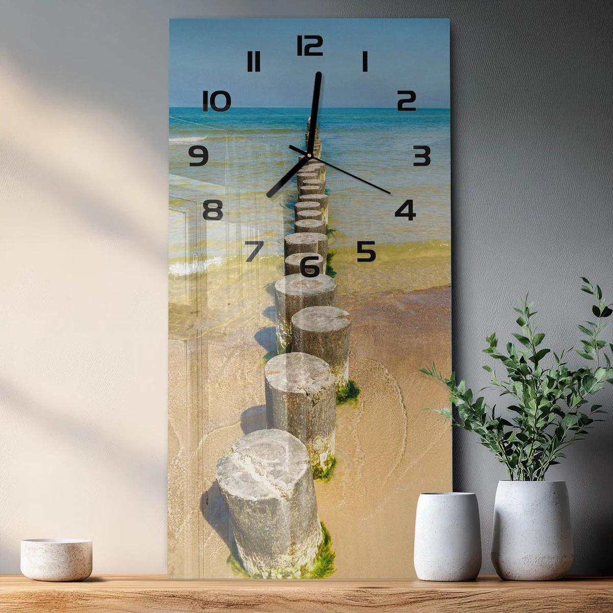 Reloj de Pared Rectangular Vertical de Diseño Premium Rompeolas 30x60 cm