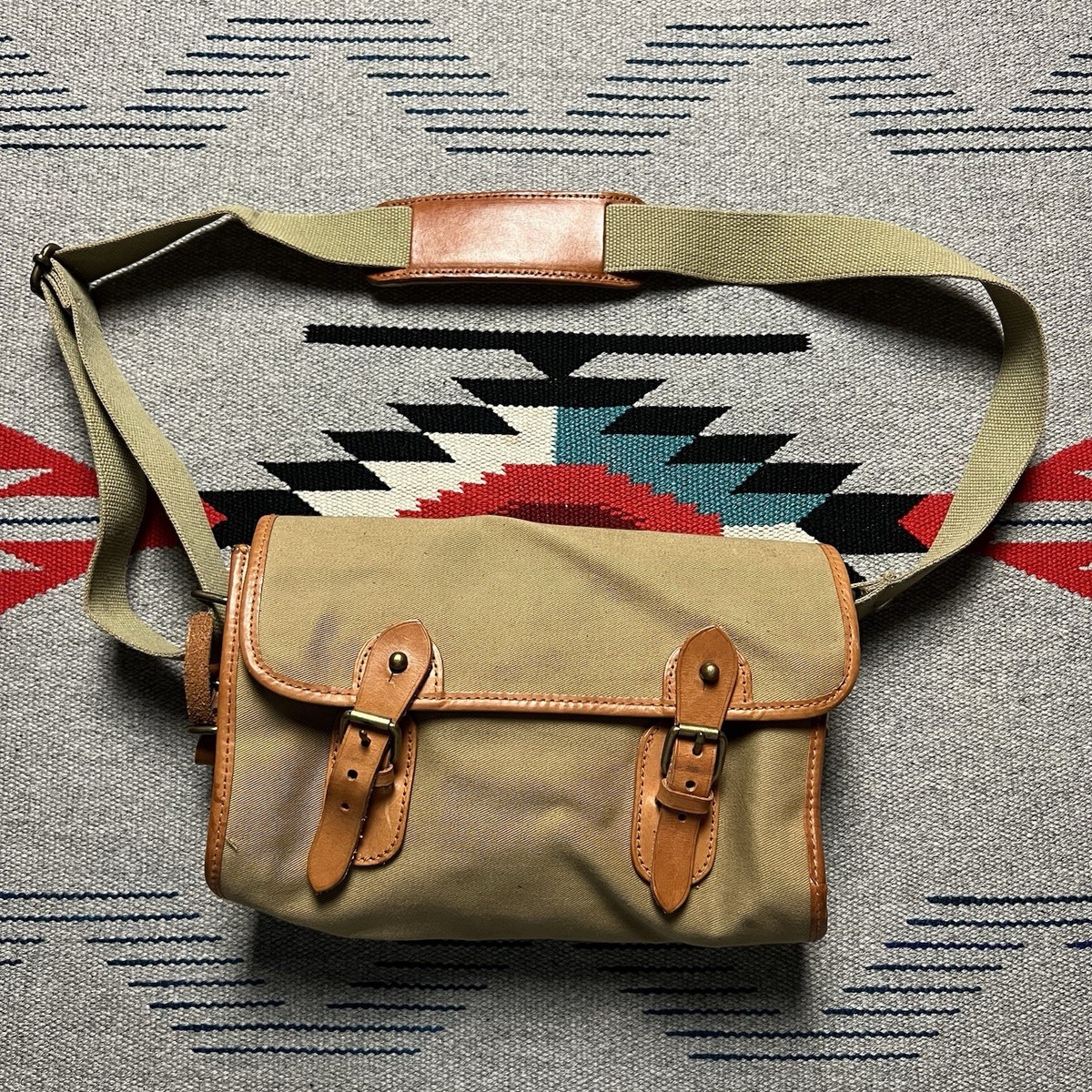 Vintage Polo Ralph Lauren Bag Twill & Leather Messenger Bag Tan | eBay