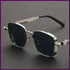 Men Driving Sunglasses Vintage Steampunk Square Sunglasses Metal Frame