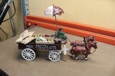 Vintage Cast Iron Fresh Fruits and Vegetables Horse Drawn Cart Wagon