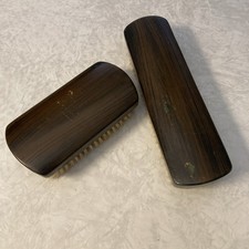 Vintage lot of 2 Lint Brush Clothes Shoe Care Wooden Butler Tools