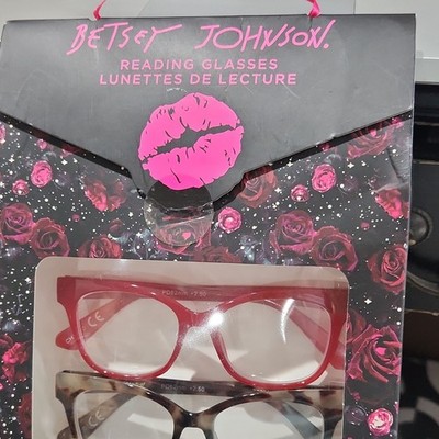Betsey Johnson Reading Glasses Set 3 Colors +2.50 Aspheric Lightweight Square
