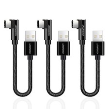 aceyoon 3 Pack 90 Degree USB C Cable, 0.6ft Short Right Angle Type C