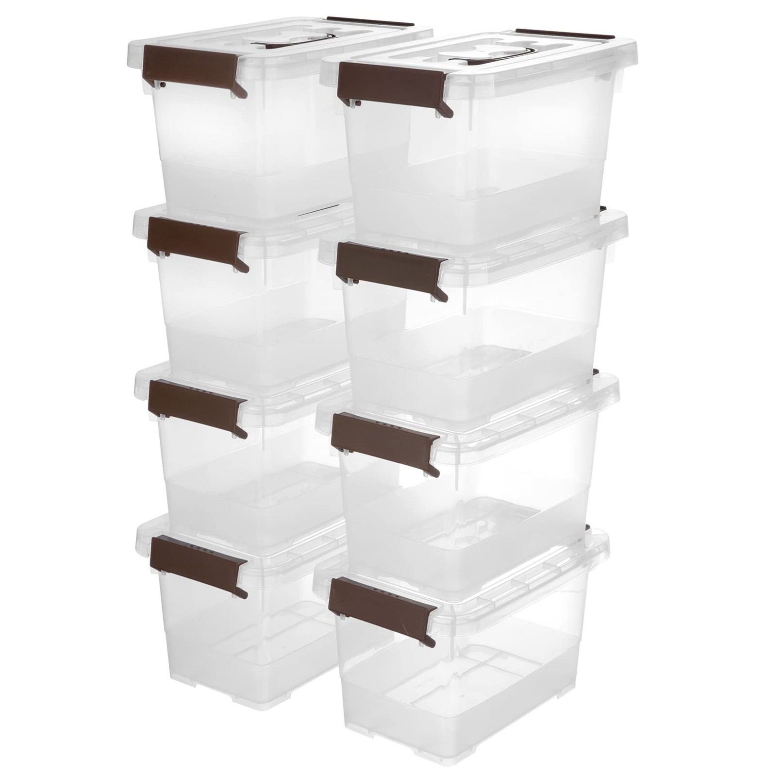 8-Pack 4 Quart Clear Plastic Storage Bins with Latching Lids and Handles