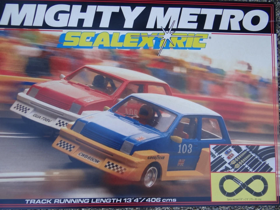 Mighty Metro Scalextric Autobahn Rennbahn Vintage Spielzeug Autos Bahn Set OVP - Bild 3 von 4