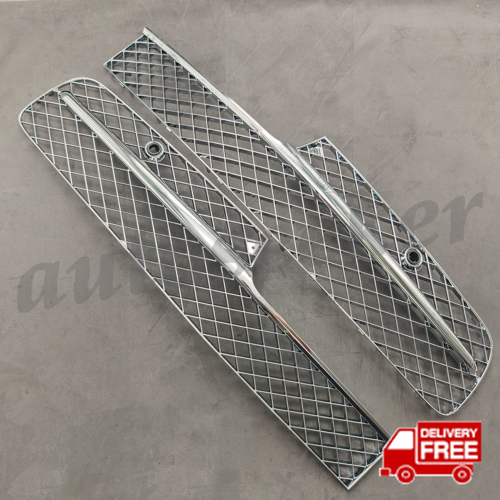 Left+Right Bumper Chrome Grill 4W0807647A for Bentley Continental Flying Spur