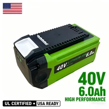 6.0Ah Lithium-Ion Battery Replacement For Greenworks 40V G-MAX 29462 29472 NEW