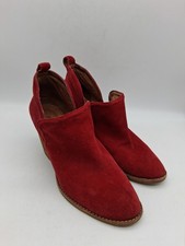 Jeffrey Campbell Rosalee Botines Rojo Gamuza Tacón Apilado Botines Para Mujer 9.5