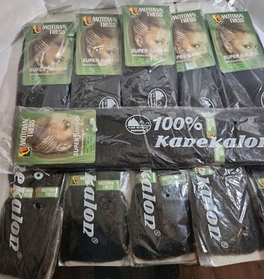 Motown Tress Super Jumbo 100% Kanekalon Braiding Hair 1B/33 Lot of 6