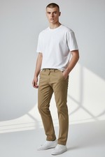 Mens Cotton Slim Fit Stretchy Flat Front Chino Pants Premium Trouser Joss 04