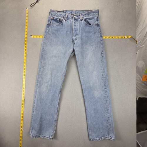 VTG Levis 501 Jeans Mens Blue Light Wash Straight Button Fly Made USA 29x29 - Image 1