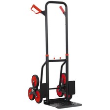 DURHAND Trolley Hand Trucks 6-Wheels Foldable Load Cart Steel, Red
