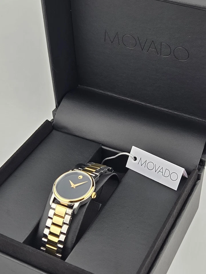 $995 MSRP | Movado Women’s Museum Black Dial Two Tone Quartz Watch - 2100018 - Image 3 of 4