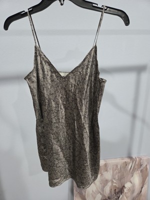 Vince Women's Silk V-Neck Camisole Top Grey Floral Size Medium