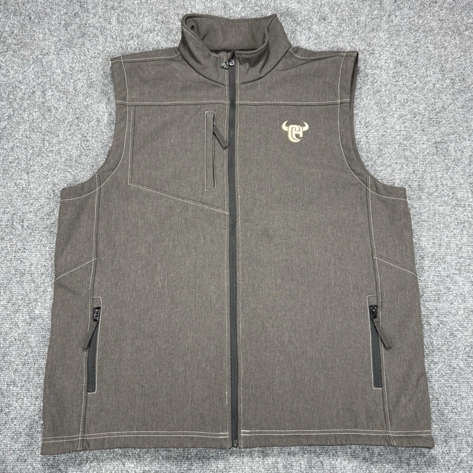 Ковбойская фурнитура жилет мужской 2XL серый флисовая подкладка Western ковбой вышитый - Изображение 2 из 4