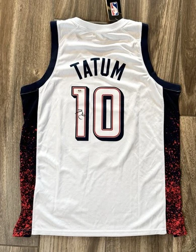 Jayson Tatum Signed 2024 Paris Olympics Jersey Boston Celtics Gold PSA COA Proof