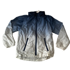 Kidpik Hooded Jacket Kids Size XS 5/6 Blue White Full Zip Long Sleeve Pockets