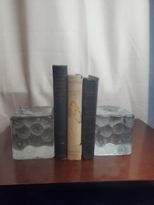 VTG MCM Glass Blenko Blocks Ice Frosted Sculpture Textured Bookends Paperweights