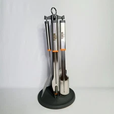 Yukon Glory Stainless Steel BBQ Tool Set w/Rotating Stand & 4-Piece Grilling Kit