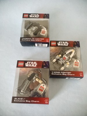 Lego Star Wars  Lot Slave 1/ Y-Wing Fighter/ Vader s TIE Fighter, Bag Charm New
