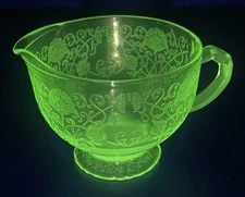 VTG Hazel Atlas Florentine Poppy #1 Creamer Uranium Green GLOWS Replacement