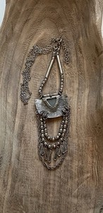 Unbranded Silver-tone Fringe Pendant Necklace Modernist Boho Long Layer 36”