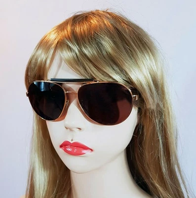 Lunettes de soleil POLICE monture goutte larme noire dorée unisexe S8644... - Photo 1/4