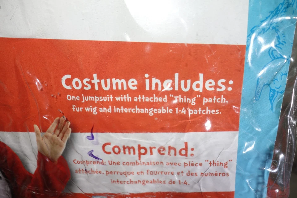 Dr Seuss Thing 1 2 3 4 Cat in the Hat Deluxe Kids Costume w/Wig, Medium 8-10 - Image 3 of 4