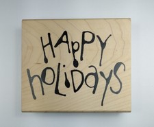 Inkadinkado Rubber Stamp Happy Holidays Christmas Wood Mounted 93124 4 x 3.5