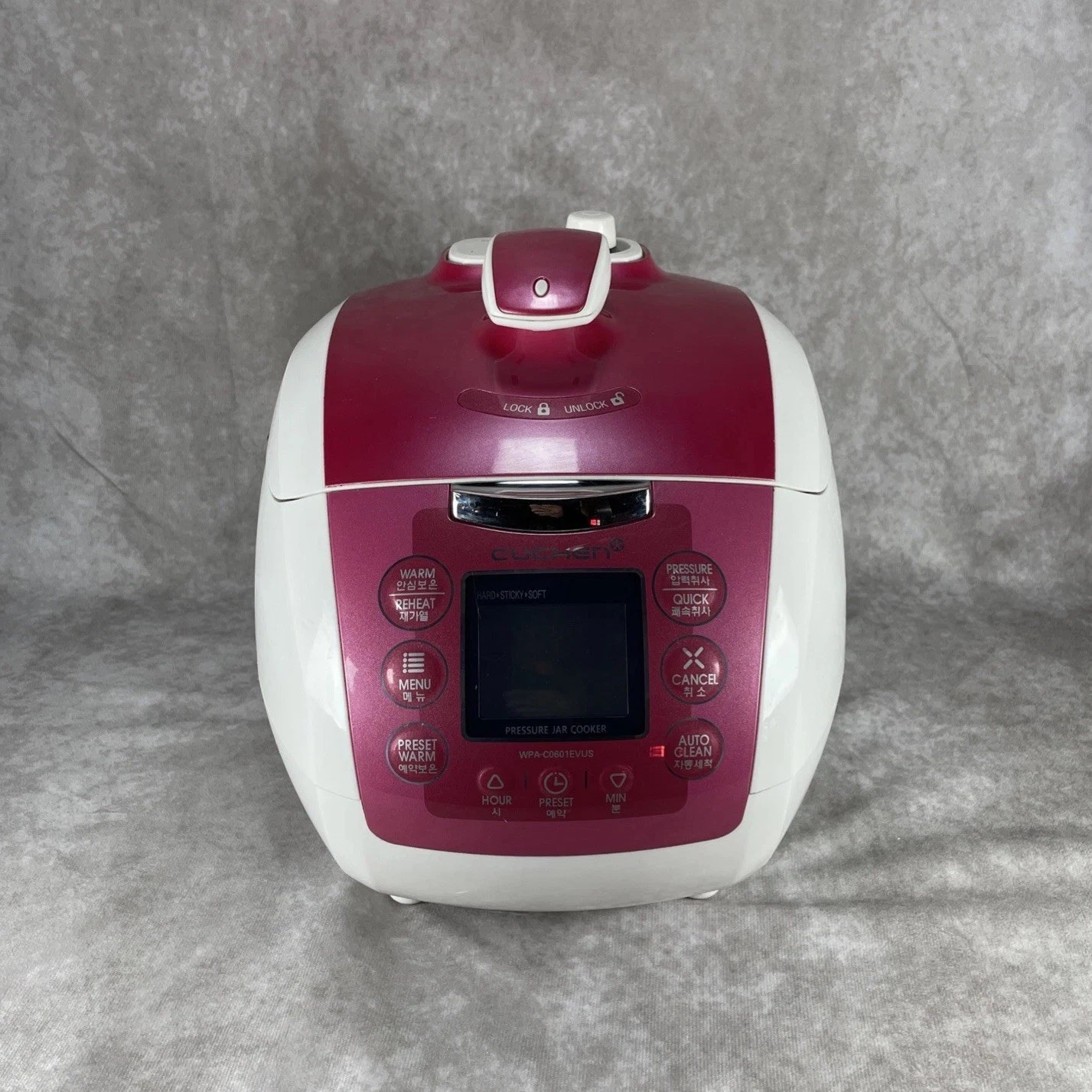 Cuchen Electric Pressure Rice Cooker Pink 6 Cups WPA-C0601EVUS Used