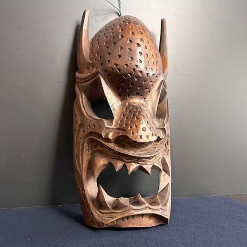 Japońska ręcznie robiona drewniana maska Noh Otafuku Happy Smily Women - Zdjęcie 1 z 10