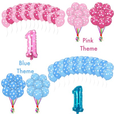 Happy Birthday Luftballons Zahlen Folienballon rosa/blau 1. Geburtstag Ball alle Mädchen 