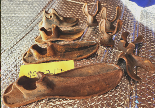 Lot of four (4) different antique iron cobbler’s boot/shoe maker form ...