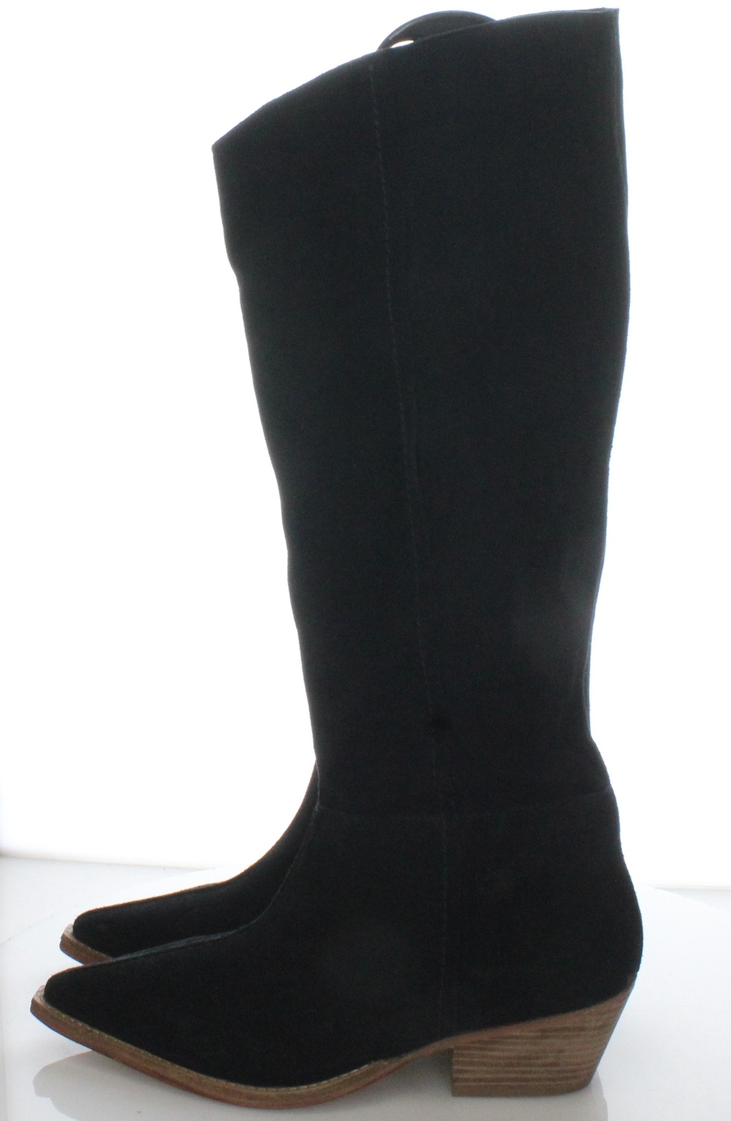 G14 Sz 39 M Women Free People Leather Heeled Tall Boot In Black