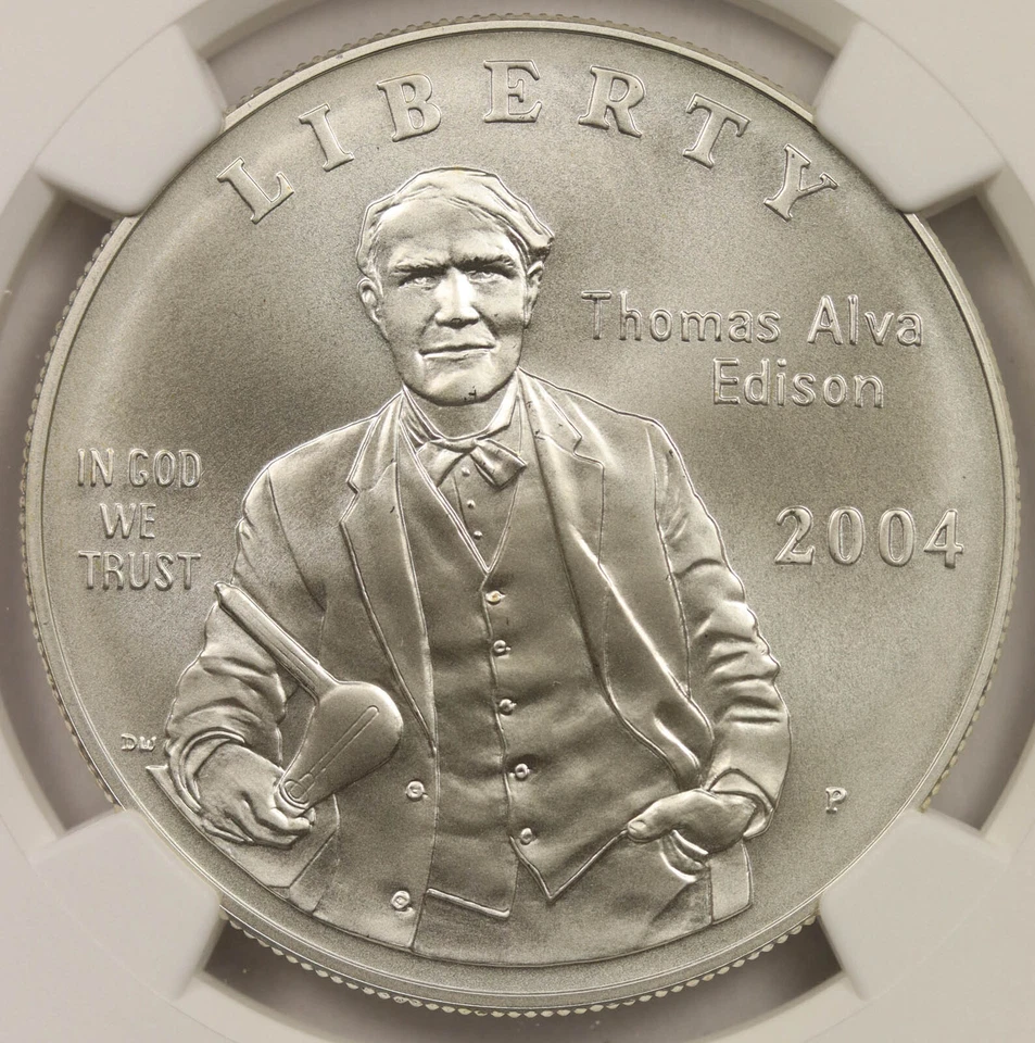 2004-P Thomas Alva Edison Silver Dollar Modern Commemorative $1 MS 70 NGC - Image 3 of 4