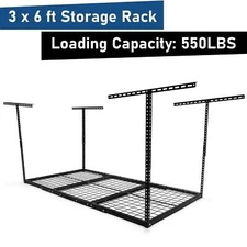 HEAVY DUTY 3ft x 6ft Overhead Garage Storage Adjustable Mounted Ceiling Rack BLK