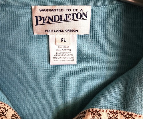 Pendleton Pullover Top V-Neck w/ Ribbon Trim Ribbed Cotton Aqua Womens XL - Picture 5 of 5