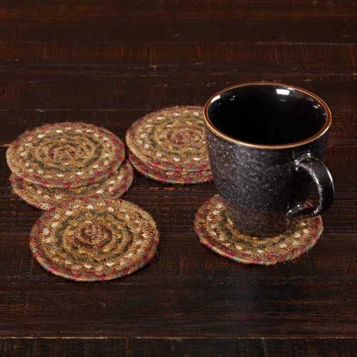 VHC Brands Tea Cabin Jute Coaster - Thumbnail 4