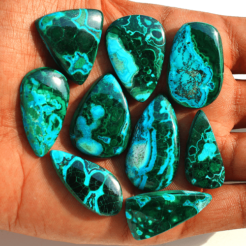 9 Pcs Natural Malachite Chrysocolla Top Grade 28mm-35mm Cabochon Loose Gemstones - Picture 3 of 17
