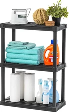 USA 3-Shelf Heavy Duty Plastic Storage Shelves, 120Lb Capacity, 33"H X 24"W X...