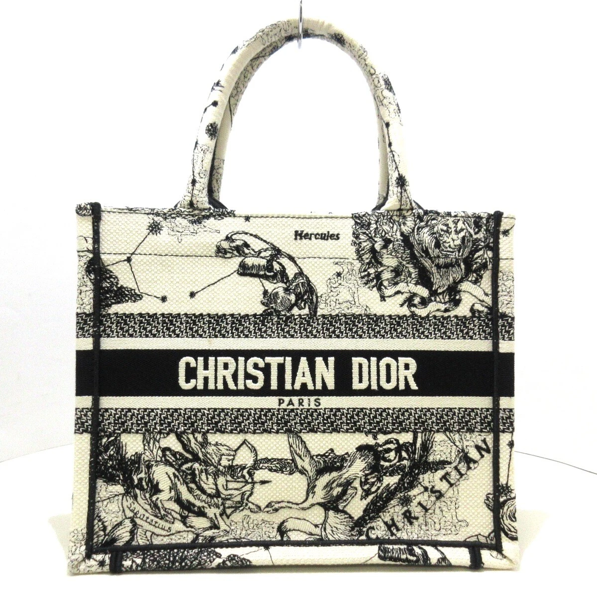 Auth DIOR/ChristianDior Book tote small bag - Cream Black Jacquard Tote Bag  | eBay