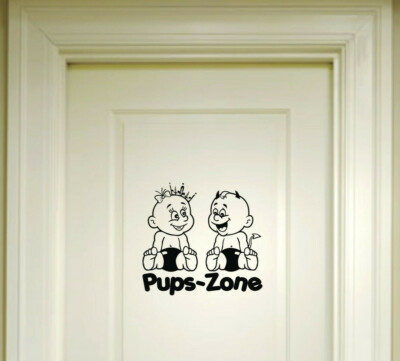 Pups Zone Aufkleber 20x21cm Pupszone P1 Wandtattoo für WC Bad Toilette Tür